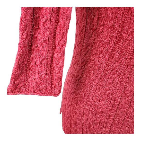 Ralph Lauren Black Label Women’s XLARGE Cable-Knit Sweater Red Cotton Luxury - Picture 6 of 12